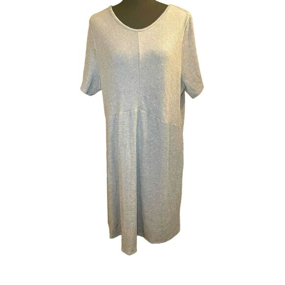 Heatherly for Stitch Fix Gray Ribbed Tie-Back Dress | Cozy Fall Lounge T-Shirt D - Picture 2 of 16